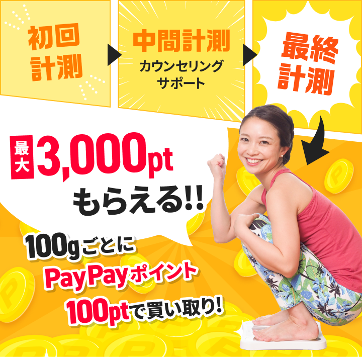 100gごとにPayPayポイント100ptで買い取り！最大3,000ptもらえる！