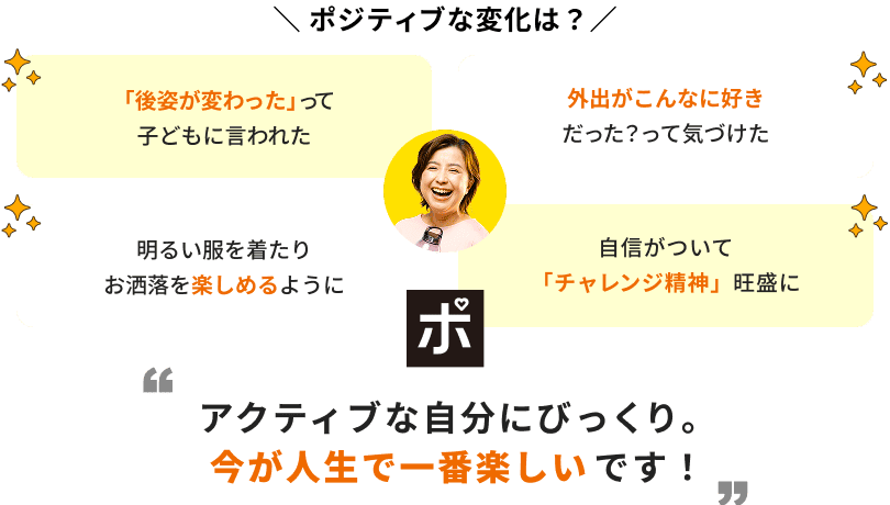アクティブな自分にびっくり。今が人生で一番楽しいです！